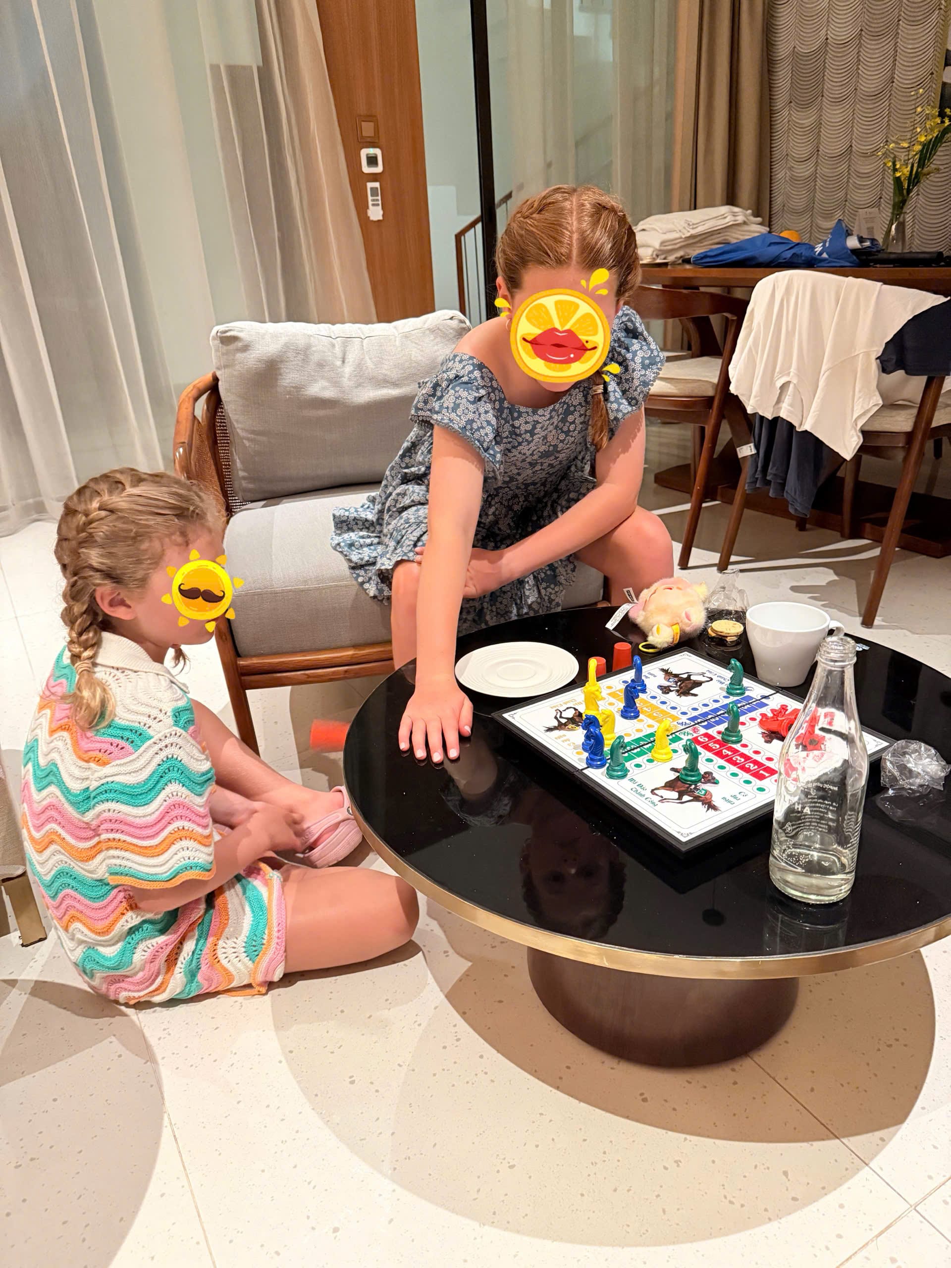 In-room childcare in Da Nang hotel with toys on the bed