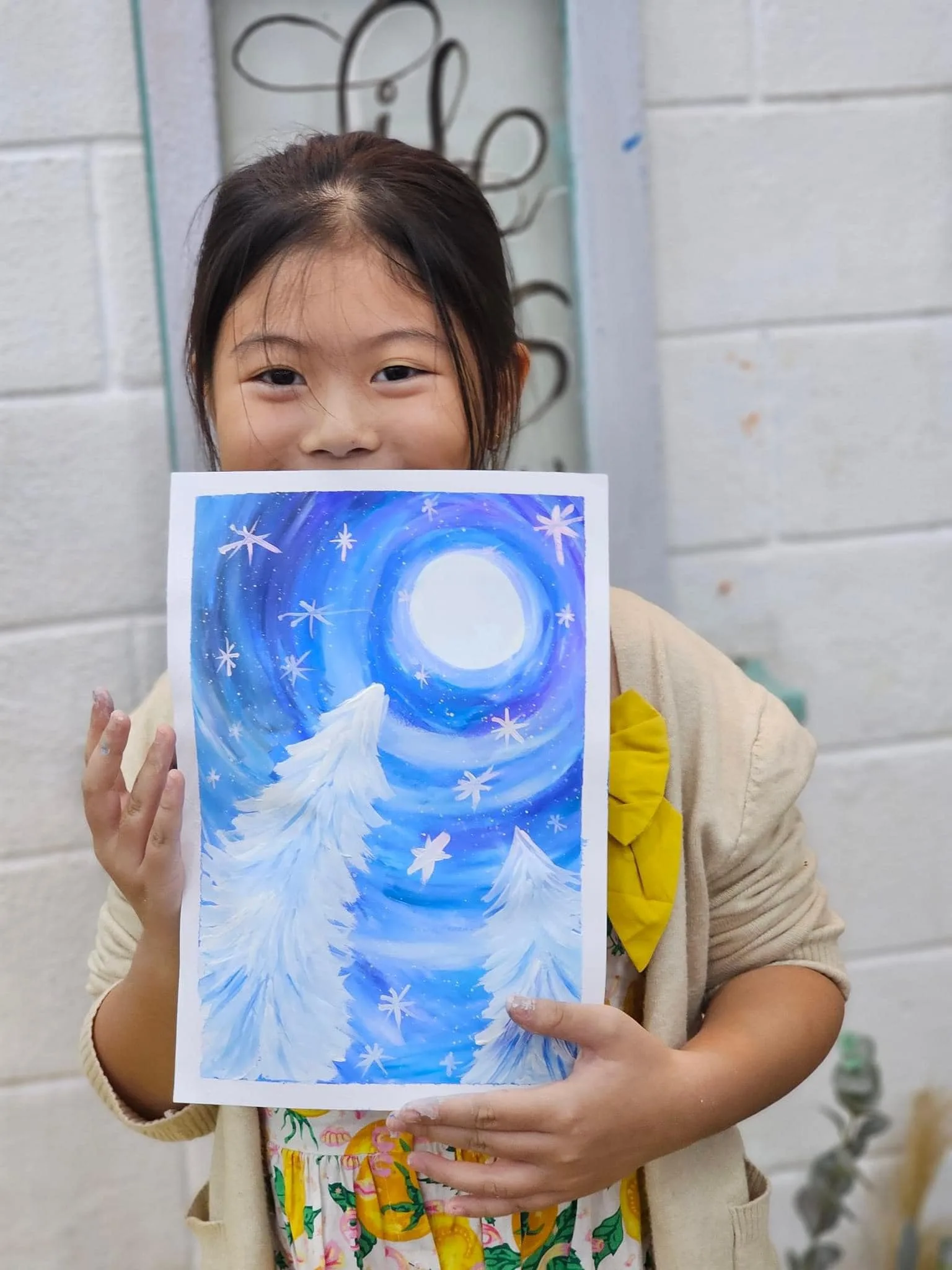 Canvas painting activity for kids with babysitter guidance in Da Nang or Hoi An