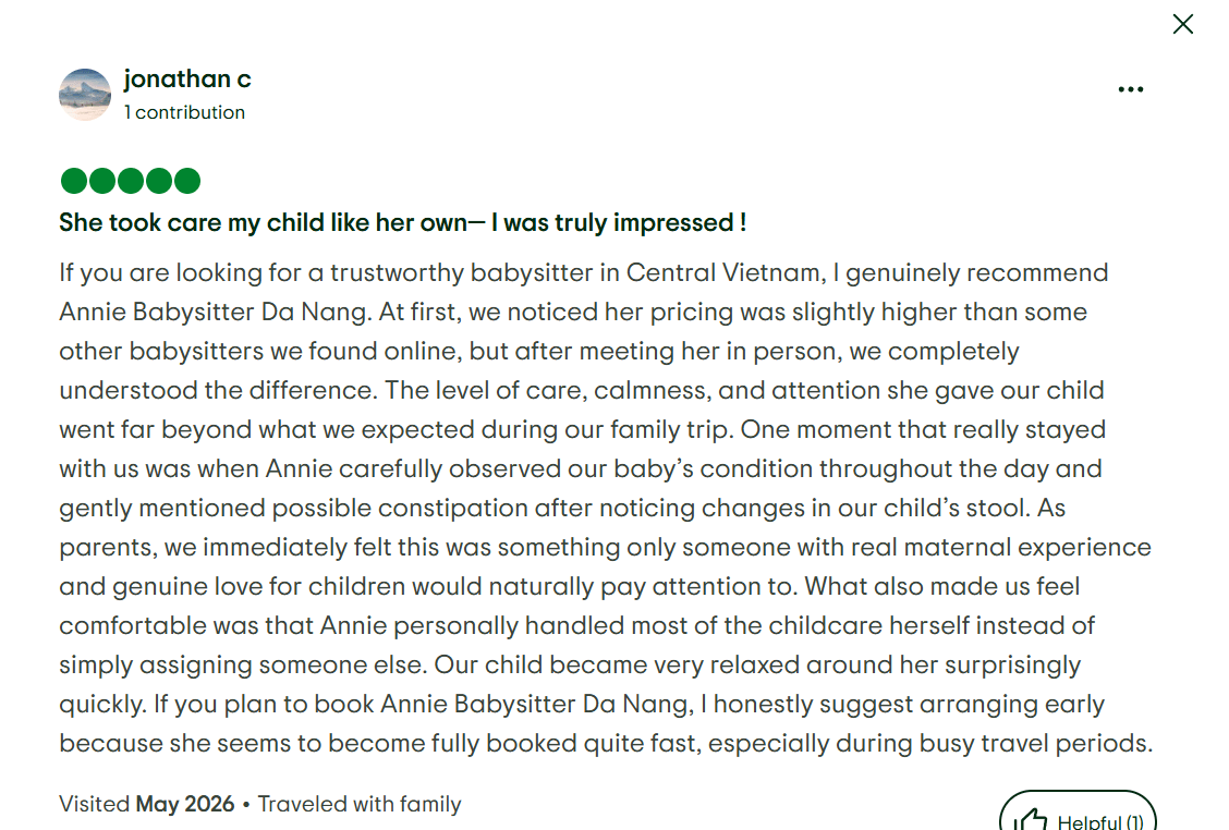 Trusted childcare moment with Annie babysitter and child