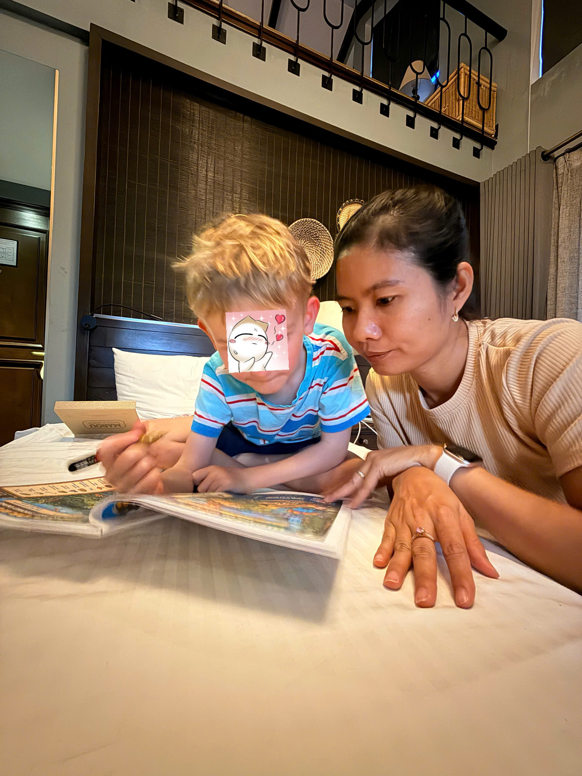 Gentle child activity prepared during hotel babysitting in Hoi An