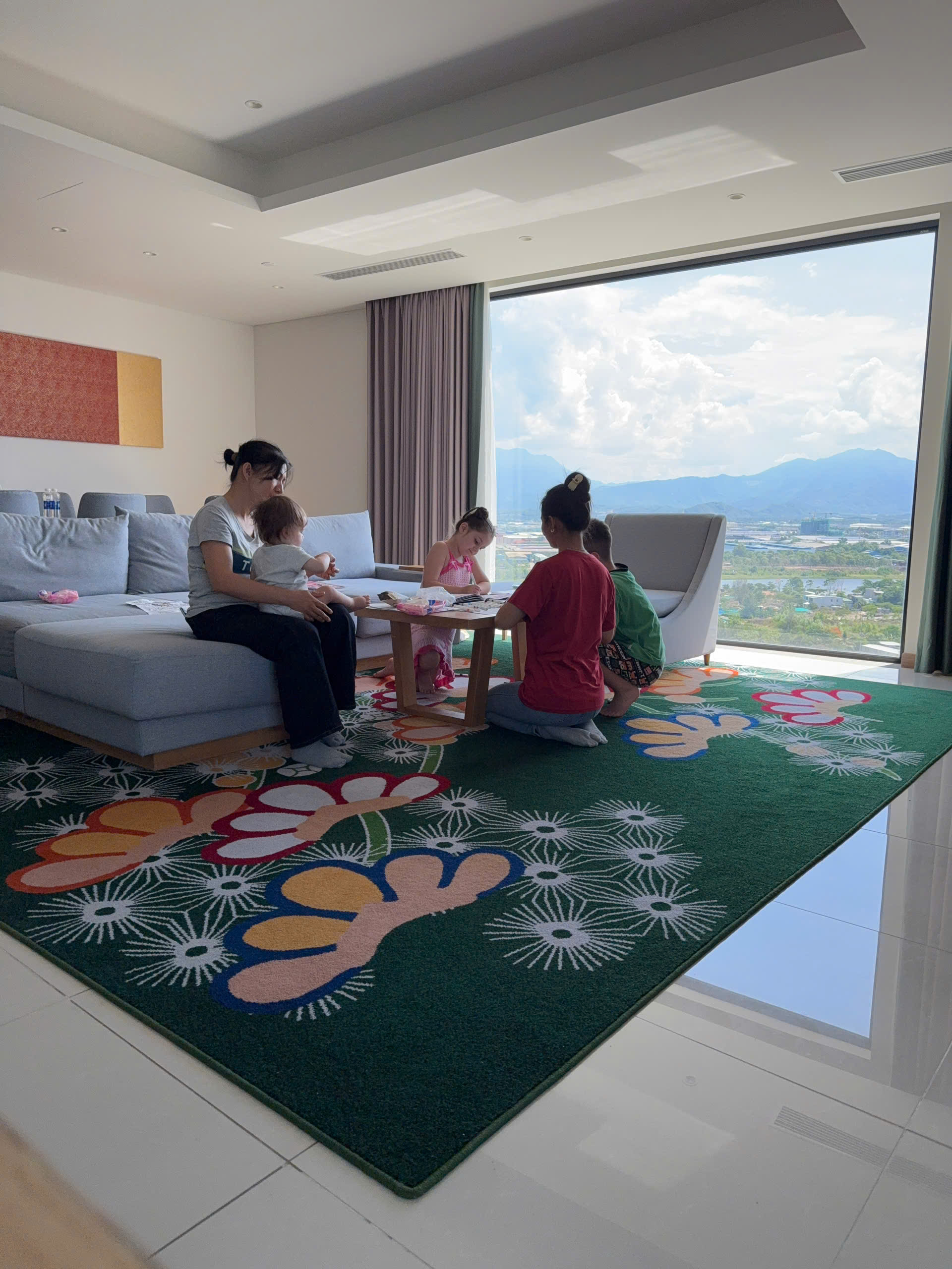 Low stimulation resort childcare with quiet activities during parent spa time